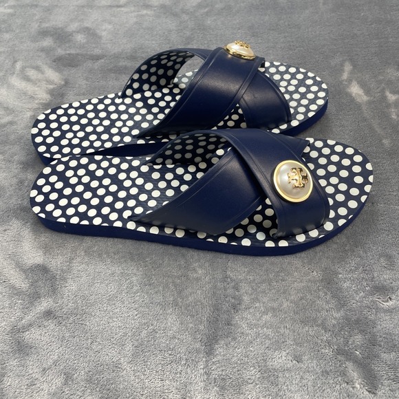 tory burch Women sandals In Navy Blue And White Size 9 S/N 35973-432 - Picture 2 of 5